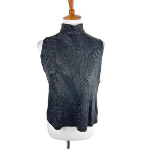 NWT Ronni Nicole by Ouida Sleeveless Mock Neck‎ Glitter Top Size L
